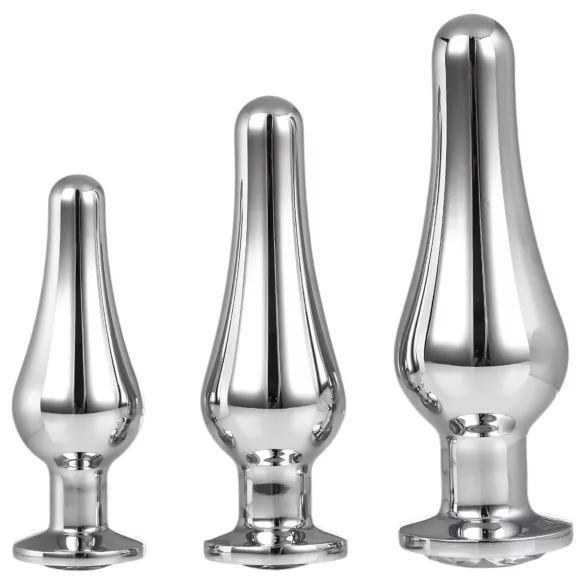 Gleaming Love - set de dopuri anale de lux (argintiu, 3 piese)