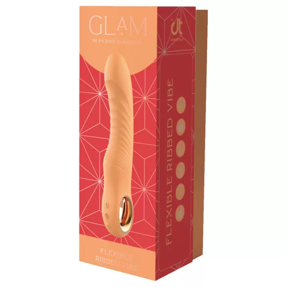 Glam - vibrator flexibil cu striații (culoare piersică)