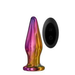   Glamour Glass - vibrator anal de sticlă, conic, cu radio (colorat)