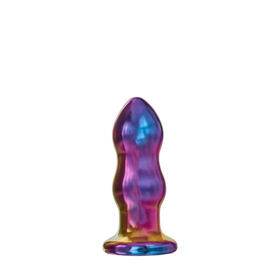 Glamour Glass - vibrator anal din sticlă, cu radio, ondulat (colorat)