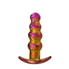   Glamour Glass - vibrator anal din sticlă cu radio - sferic (colorat)