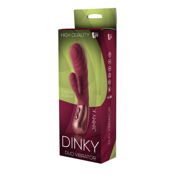 Dinky Jimmy K. Duo - vibrator cu brat pentru clitoris, cu baterie (bordo)