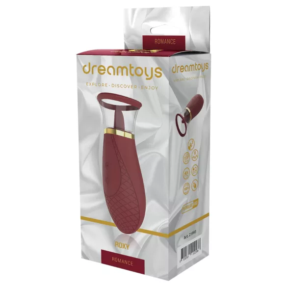 Dreamtoys Roxy - vibrator cu funcție de sucțiune și lins - bordó