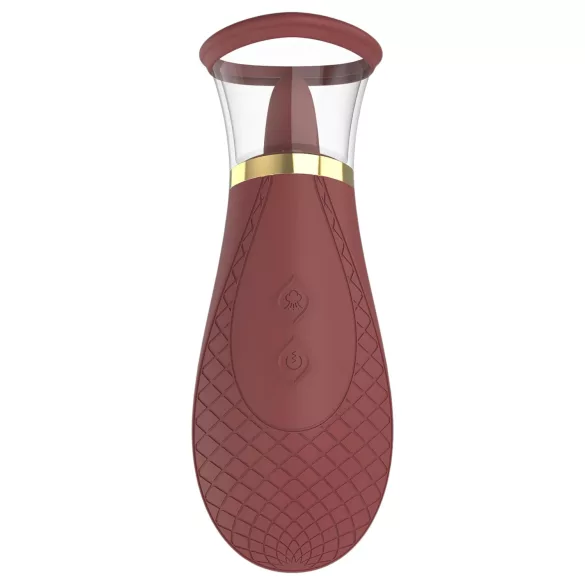 Dreamtoys Roxy - vibrator cu funcție de sucțiune și lins - bordó