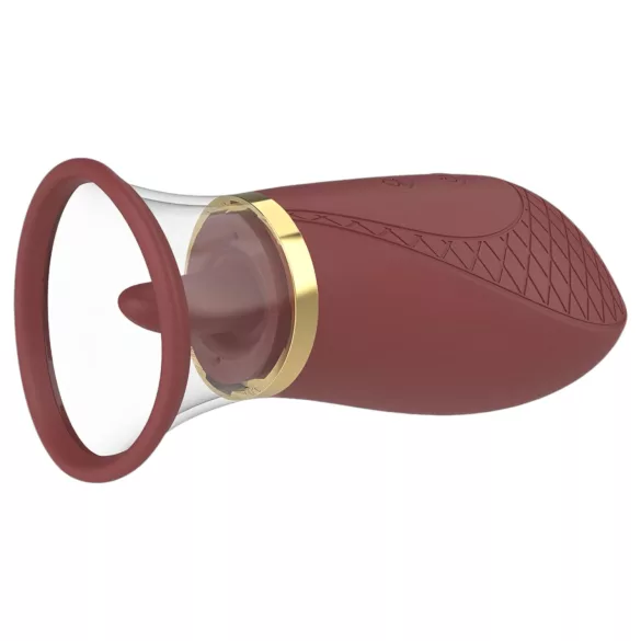 Dreamtoys Roxy - vibrator cu funcție de sucțiune și lins - bordó