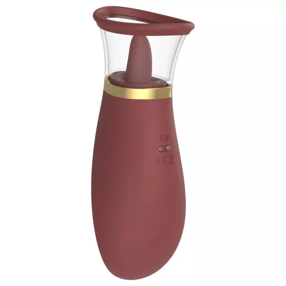 Dreamtoys Roxy - vibrator cu funcție de sucțiune și lins - bordó