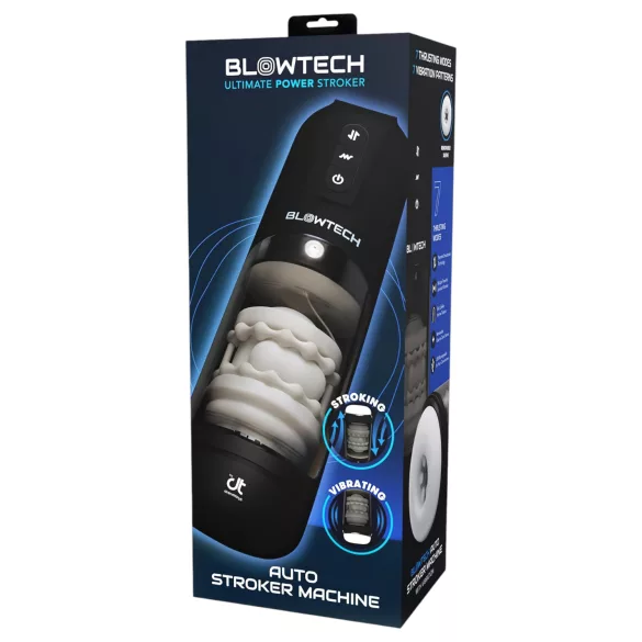 Dreamtoys Blowtech - masturbator negru cu vibrații și mișcare verticală