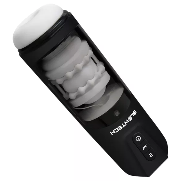 Dreamtoys Blowtech - masturbator negru cu vibrații și mișcare verticală