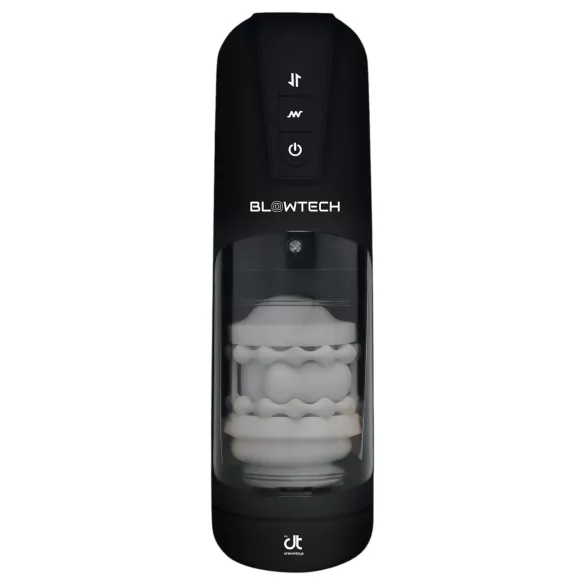 Dreamtoys Blowtech - masturbator negru cu vibrații și mișcare verticală