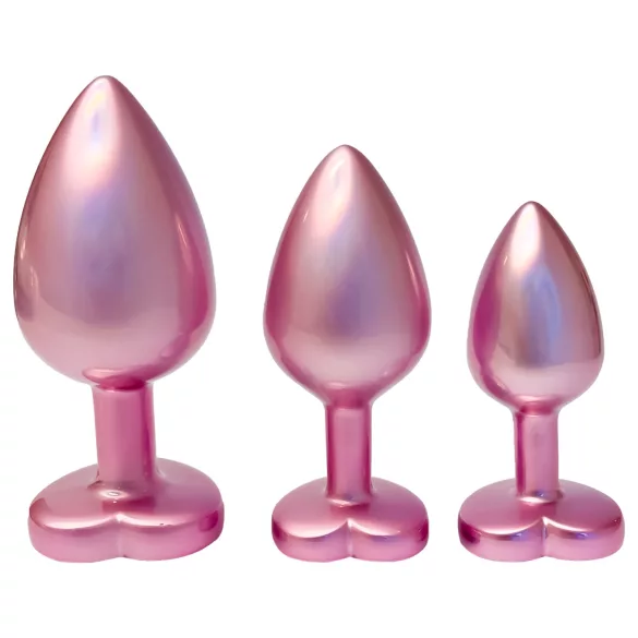 Dreamtoys Gleaming Love - set de dopuri anale în formă de inimă (roz)