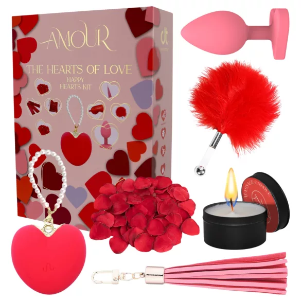 Dreamtoys Amour - set cadou cu vibrator în formă de inimă (roșu)