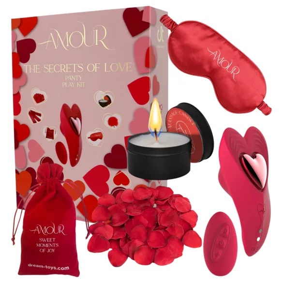 Dreamtoys Amour - set vibrator chiloți purtabil (roșu)