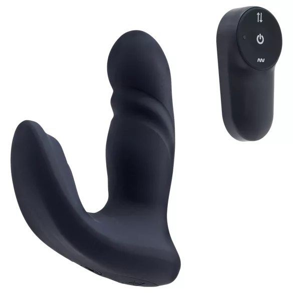 Dreamtoys Pulz - vibrator anal cu mișcare de împingere și telecomandă (albastru)