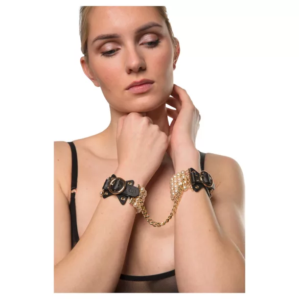 Allure - cătușe pentru încheieturi cu mărgele - negru