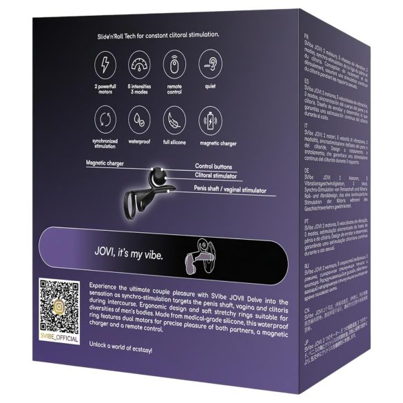 Snail Vibe Jovi - inel penis și vibrator pentru cuplu - silicon negru