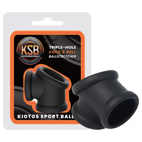 Kiotos - extensor din silicon pentru penis și scrot (negru)