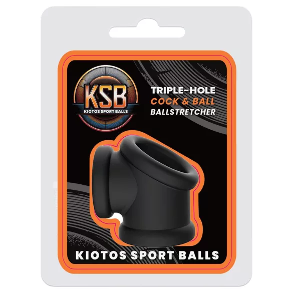 Kiotos - extensor din silicon pentru penis și scrot (negru)