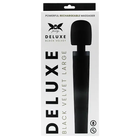Pixey Deluxe Black Velvet - vibrator tip baghetă L (negru)