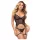 Zôf Jade - corset transparent cu portjartiere și tanga (negru)