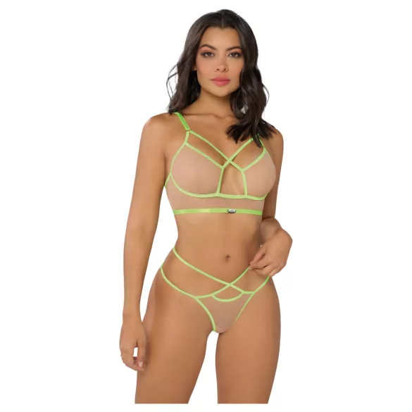 Zôf Rosie - set de sutien cu bretele neon și tanga (culoarea pielii/verde)