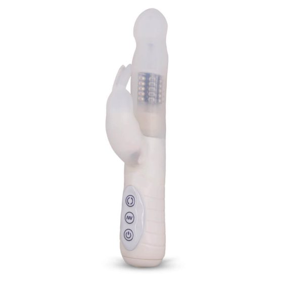 Layla Artiche - vibrator impermeabil cu stimulator clitoridian și cap rotativ (alb)