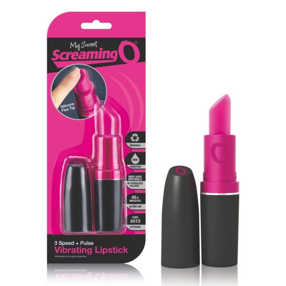 Screaming Lipstick - Vibrator cu ruj (negru-roz)