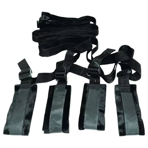 S&M - set bondage pentru pat - curele imobilizare - negru