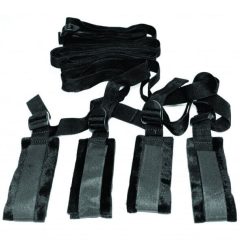 S&M - Set de bondage pentru legare la pat (negru)