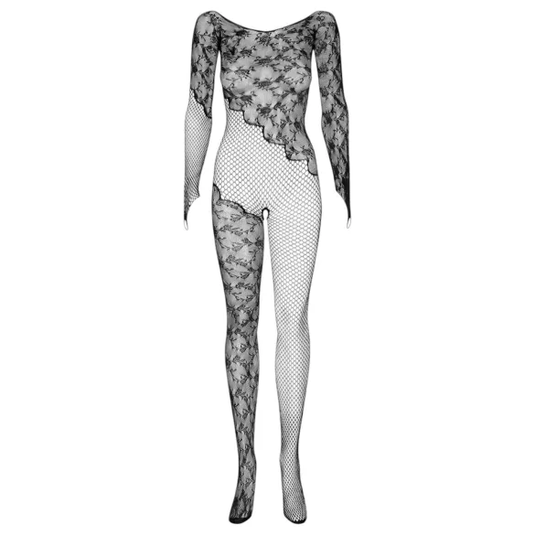 Obsessive - body din plasă cu mâneci lungi și model floral - negru S-L