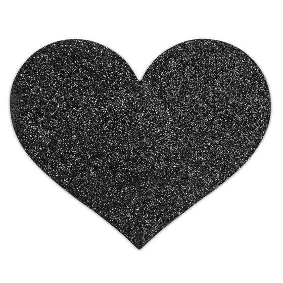 Bijoux Indiscrets Flash - autocolant strălucitor în formă de inimă pentru sân (negru)