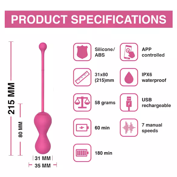 Magic Motion Kegel Master - bilă geisha vibratorie controlată prin aplicație (roz)