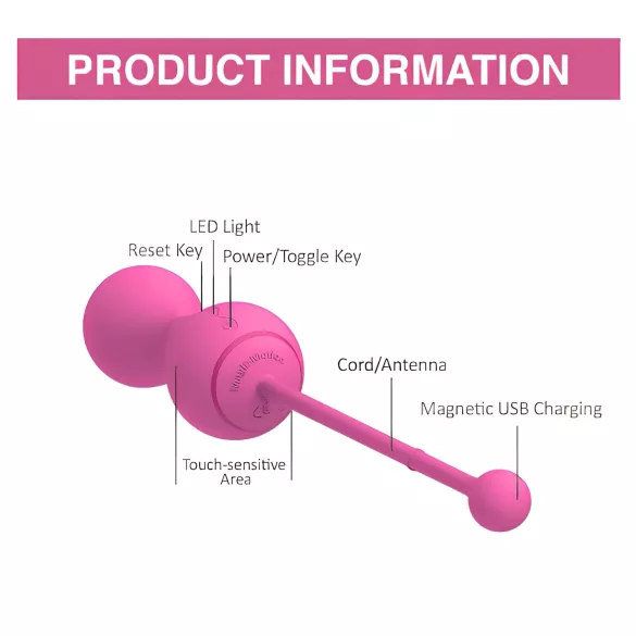 Magic Motion Kegel Master - bilă geisha vibratorie controlată prin aplicație (roz)