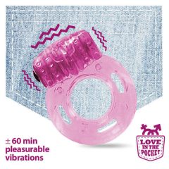   Love in the Pocket - inel vibrator pentru penis de unică folosință (roz)