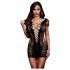Baci - rochie mini neagră cu șnur, mânecă scurtă (S-L)