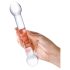 GLAS - Dildo sticlă transparentă, două capete, pentru punctul G