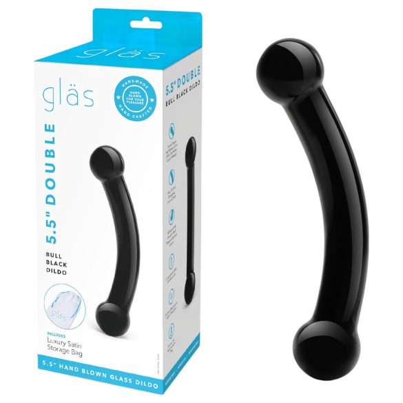 / GLAS - dildo dublu din sticlă (negru)