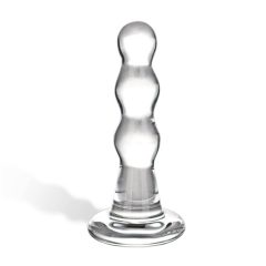 GLAS - dildo anal ondulat din sticlă (transparent)