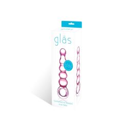GLAS - dildo anal din sticlă cu perle (roz)