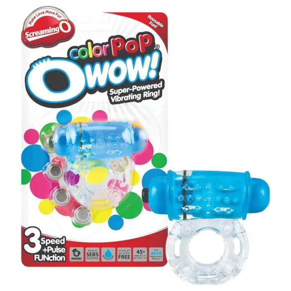 Screaming Color Pop - inel penian vibrator - transparent albastru