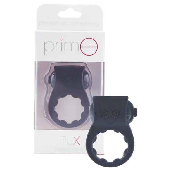 Screaming PrimO Tux - inel vibrant impermeabil pentru penis (negru)
