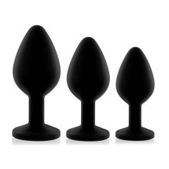 Rianne - Set cu 3 piese din silicon pentru anal (negru)