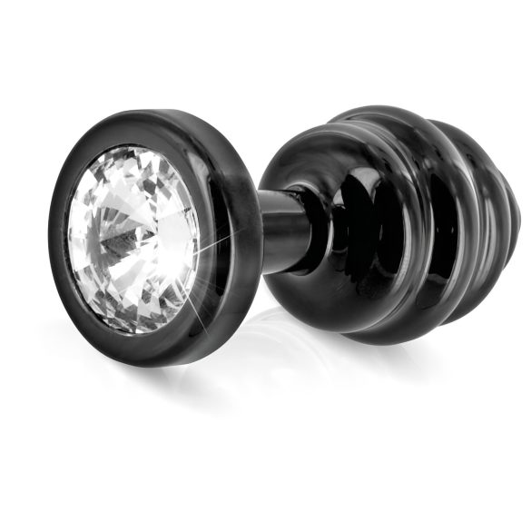 DIOGOL Anni - plug anal cu nervuri - negru - (3cm)