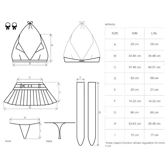 Obsessive - costum sexy școlăriță - set 6 piese - L/XL