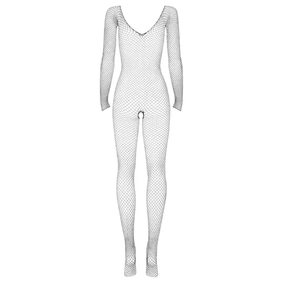 Obsessive - catsuit sexy cu mânecă lungă și decupaj - plasă neagră S-L