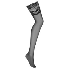   Obsessive 810-STO-1 - Colanți cu dantelă largă - negru (S/M)