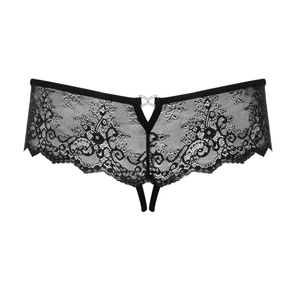 Obsessive - tanga deschis cu ștrasuri pentru femei - negru