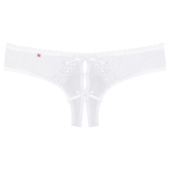 Obsessive - tanga deschis damă cu flori și fundiță - alb