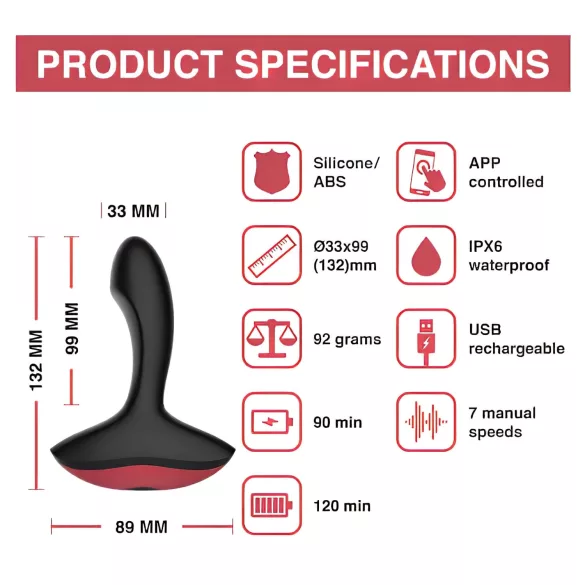 Magic Motion Solstice - Vibrator prostatic controlat prin aplicație, pentru bărbați (negru)