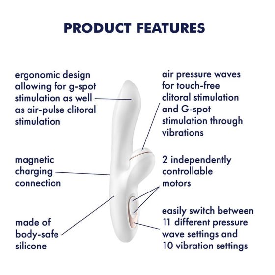 Satisfyer Pro+ G-spot - Stimulator clitoridian și vibrator pentru punctul G (alb)