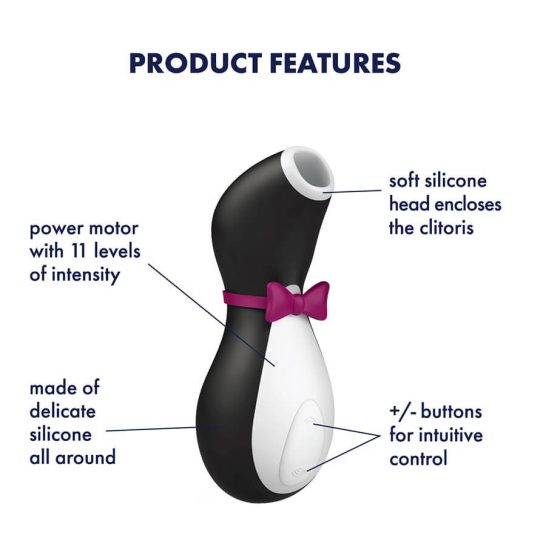 Satisfyer Penguin - stimulator clitoridian cu baterie, rezistent la apă (negru-alb)
